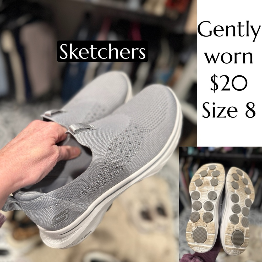 Skechers Women’s Slip-On Knit Sneakers - Light Gray